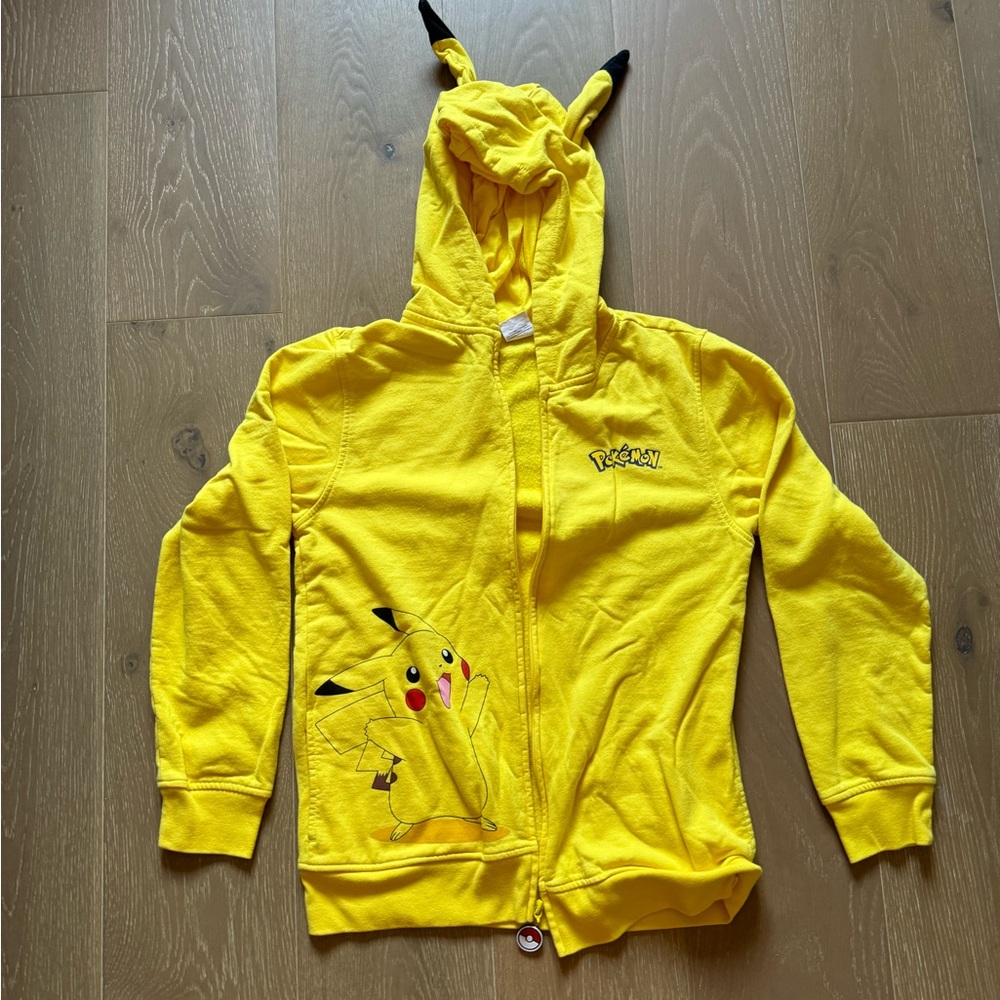 Halloween costume Pikachu fleece long sleeves jacket unisex size s
